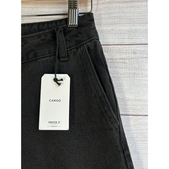 Forever 21 Black High Rise Wide Leg Cargo Jeans Size 24 NWT - Picture 6 of 8